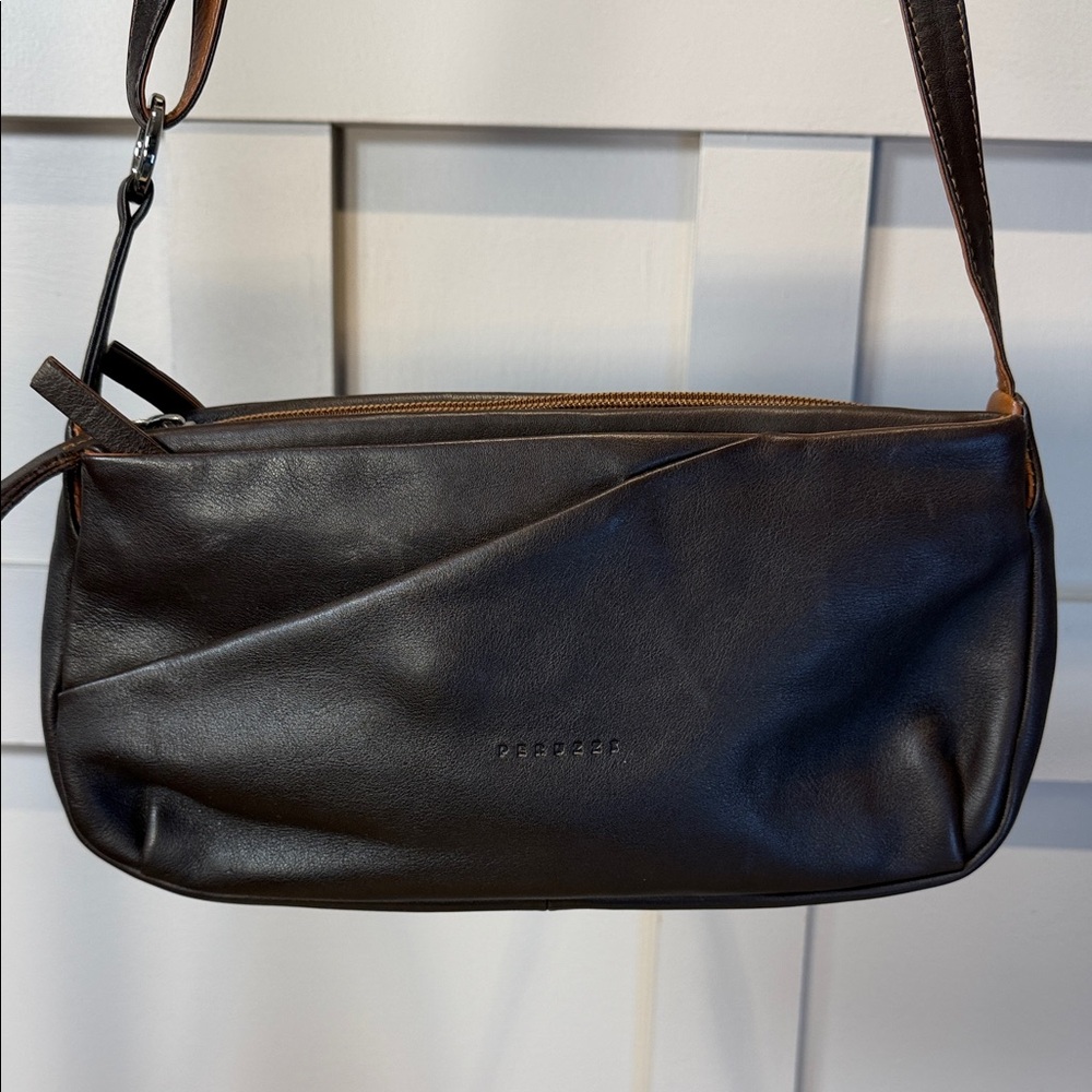 Perruzzi Florence brown Leather Purse Bag Brown Made In Italy